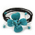 Turquoise Bead Floral Wired Flex Bracelet - Adjustable - view 2