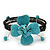 Turquoise Bead Floral Wired Flex Bracelet - Adjustable - view 6