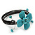 Turquoise Bead Floral Wired Flex Bracelet - Adjustable - view 3