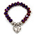 Chameleon Purple Faceted Glass Bead 'Heart' Flex Bracelet - up to 22cm Length - view 2