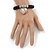 Jet Black Faceted Glass Bead 'Heart' Flex Bracelet - up to 22cm Length - view 5