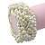 Chunky Multistrand White Glass Pearl Flex Bracelet - 20cm Length - view 5