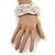 Chunky Multistrand White Glass Pearl Flex Bracelet - 20cm Length - view 4