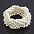 Chunky Multistrand White Glass Pearl Flex Bracelet - 20cm Length - view 2