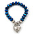 Chameleon Blue Faceted Glass Bead 'Heart' Flex Bracelet - up to 22cm Length - view 2