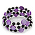 Acrylic & Shell Bead Coil Flex Bangle Bracelet (Violet and Black) - Adjustable