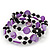 Acrylic & Shell Bead Coil Flex Bangle Bracelet (Violet and Black) - Adjustable - view 2