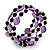 Acrylic & Shell Bead Coil Flex Bangle Bracelet (Violet and Black) - Adjustable - view 3