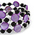 Acrylic & Shell Bead Coil Flex Bangle Bracelet (Violet and Black) - Adjustable - view 4