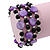 Acrylic & Shell Bead Coil Flex Bangle Bracelet (Violet and Black) - Adjustable - view 5