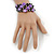 Acrylic & Shell Bead Coil Flex Bangle Bracelet (Violet and Black) - Adjustable - view 6