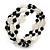 Acrylic & Shell Bead Coil Flex Bangle Bracelet (Black and White) - Adjustable - view 2