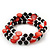 Acrylic & Shell Bead Coil Flex Bangle Bracelet (Red and Black) - Adjustable - view 2