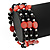 Acrylic & Shell Bead Coil Flex Bangle Bracelet (Red and Black) - Adjustable - view 4