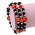 Acrylic & Shell Bead Coil Flex Bangle Bracelet (Red and Black) - Adjustable - view 5