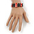 Acrylic & Shell Bead Coil Flex Bangle Bracelet (Red and Black) - Adjustable - view 6