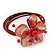 Coral Red Shell Bead Flower Wired Flex Bracelet - Adjustable - view 7