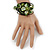 Olive/Green Shell Bead Flower Wired Flex Bracelet - Adjustable - view 5
