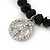 Black Glass Bead 'Peace' Flex Bracelet - 19cm Length - view 4