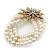 Multistrand White Simulated Glass Pearl 'Star' Flex Bracelet - up to 20cm Length - view 9