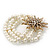 Multistrand White Simulated Glass Pearl 'Star' Flex Bracelet - up to 20cm Length - view 8