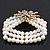 Multistrand White Simulated Glass Pearl 'Star' Flex Bracelet - up to 20cm Length - view 6