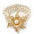 Multistrand White Simulated Glass Pearl 'Flower' Flex Bracelet - up to 20cm Length