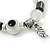Evil Eye Black/White Acrylic Bead Protection Stretch Bracelet In Burn Silver - 9mm Diameter - Adjustable - view 5