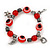 Evil Eye Red Acrylic Bead Protection Stretch Bracelet In Burn Silver - 9mm Diameter - Adjustable - view 5
