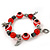 Evil Eye Red Acrylic Bead Protection Stretch Bracelet In Burn Silver - 9mm Diameter - Adjustable - view 7