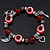 Evil Eye Red Acrylic Bead Protection Stretch Bracelet In Burn Silver - 9mm Diameter - Adjustable - view 2