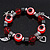 Evil Eye Red Acrylic Bead Protection Stretch Bracelet In Burn Silver - 9mm Diameter - Adjustable - view 8
