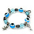 Evil Eye Light Blue Acrylic Bead Protection Stretch Bracelet In Burn Silver - 9mm Diameter - Adjustable - view 3