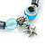 Evil Eye Light Blue Acrylic Bead Protection Stretch Bracelet In Burn Silver - 9mm Diameter - Adjustable - view 6