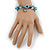 Evil Eye Light Blue Acrylic Bead Protection Stretch Bracelet In Burn Silver - 9mm Diameter - Adjustable - view 2