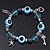 Evil Eye Light Blue Acrylic Bead Protection Stretch Bracelet In Burn Silver - 9mm Diameter - Adjustable - view 4