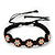 Peach/Black Floral Wooden Friendship Style Cotton Cord Bracelet - Adjustable - view 1