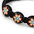 Peach/Black Floral Wooden Friendship Style Cotton Cord Bracelet - Adjustable - view 2