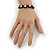 Peach/Black Floral Wooden Friendship Style Cotton Cord Bracelet - Adjustable - view 3