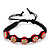 Red/Black Floral Wooden Friendship Style Cotton Cord Bracelet - Adjustable - view 2