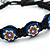 Blue/Black Floral Wooden Friendship Style Cotton Cord Bracelet - Adjustable - view 2