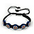 Blue/Black Floral Wooden Friendship Style Cotton Cord Bracelet - Adjustable - view 3
