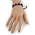 Blue/Black Floral Wooden Friendship Style Cotton Cord Bracelet - Adjustable - view 4