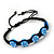Light Blue/Black Floral Wooden Friendship Style Cotton Cord Bracelet - Adjustable - view 2