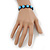 Light Blue/Black Floral Wooden Friendship Style Cotton Cord Bracelet - Adjustable - view 3