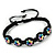 Multicoloured/Black Floral Wooden Friendship Style Cotton Cord Bracelet - Adjustable - view 2