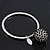Unique Hammered Crystal Ball Bangle In Silver Plating - 18cm Length - view 7
