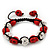 Red Skull Shape Stone Beads & Crystal Balls Buddhist Bracelet - 11mm diameter - Adjustable - view 4