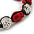 Red Skull Shape Stone Beads & Crystal Balls Buddhist Bracelet - 11mm diameter - Adjustable - view 2