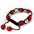 Red Skull Shape Stone Beads & Crystal Balls Buddhist Bracelet - 11mm diameter - Adjustable - view 9
